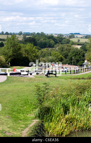 Blick von der oberen Treppe Foxton Lock Leicestershire Stockfoto