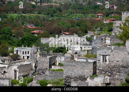 Kayakoy, Deserted Village, ehemals griechischen Dorf, Bevölkerung repatriiert nach dem ersten Weltkrieg, Fethiye in der Nähe von Ölüdeniz, Türkei Stockfoto