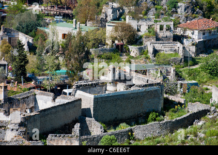 Kayakoy, Deserted Village, ehemals griechischen Dorf, Bevölkerung repatriiert nach dem ersten Weltkrieg, Fethiye in der Nähe von Ölüdeniz, Türkei Stockfoto