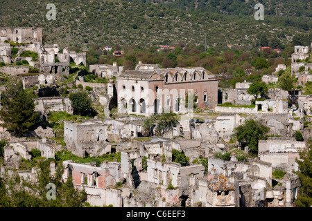 Kayakoy, Deserted Village, ehemals griechischen Dorf, Bevölkerung repatriiert nach dem ersten Weltkrieg, Fethiye in der Nähe von Ölüdeniz, Türkei Stockfoto