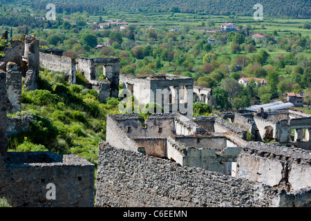 Kayakoy, Deserted Village, ehemals griechischen Dorf, Bevölkerung repatriiert nach dem ersten Weltkrieg, Fethiye in der Nähe von Ölüdeniz, Türkei Stockfoto