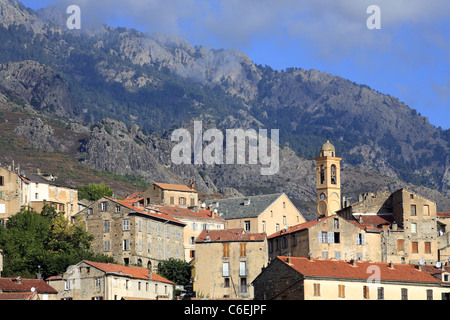 Corte Stadt im regionalen natürlichen Parks von Korsika, Frankreich Stockfoto