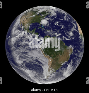 Volle Earth-Ansicht von Hurrikan Irene vom Satelliten NOAA GOES-Ost. Stockfoto