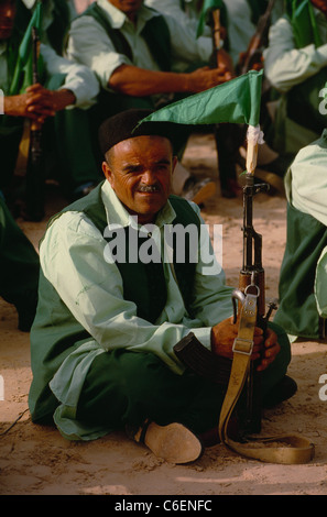 Grüne Revolutionsgarden während der Feierlichkeiten in Tripolis Kennzeichnung 20 Libyens Staatschef Muammar Gaddhafi Jubiläum in Kraft. Stockfoto