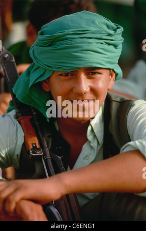 Grüne Revolutionsgarden während der Feierlichkeiten in Tripolis Kennzeichnung 20 Libyens Staatschef Muammar Gaddhafi Jubiläum in Kraft. Stockfoto