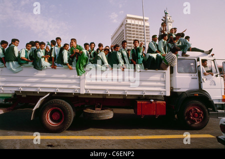 Grüne Revolutionsgarden während der Feierlichkeiten in Tripolis Kennzeichnung 20 Libyens Staatschef Muammar Gaddhafi Jubiläum in Kraft. Stockfoto