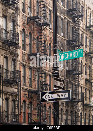 Orchard Street Mietskasernen in der Lower East Side Stockfoto