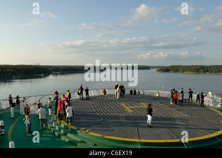 TallinkSilja ferry in Turku Schären, Finnland in Richtung Stockholm, Schweden Stockfoto