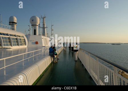 TallinkSilja ferry in Turku Schären, Finnland in Richtung Stockholm, Schweden Stockfoto