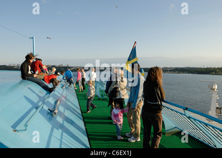 TallinkSilja ferry in Schären von Stockholm, Schweden in Richtung Turku, Finnland Stockfoto