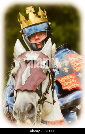 Nachstellung der Schlacht von Bosworth August 2011 Bosworth Battlefield, Leicestershire, England, Großbritannien Stockfoto