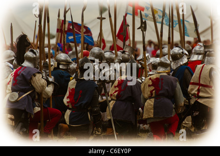 Nachstellung der Schlacht von Bosworth August 2011 Bosworth Battlefield, Leicestershire, England, Großbritannien Stockfoto