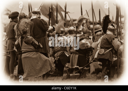 Nachstellung der Schlacht von Bosworth August 2011 Bosworth Battlefield, Leicestershire, England, Großbritannien Stockfoto