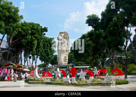 Singapur-Symbol, der Merlion auf Sentosa Island Resort Stockfoto