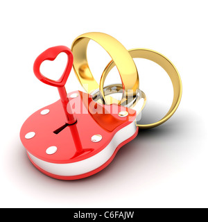 Abstrakte Lock und Ring (durchgeführt in 3d) Stockfoto