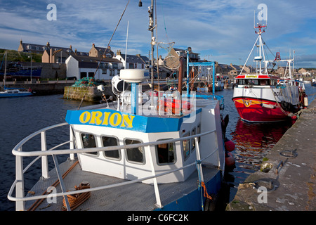 Boote im Hafen von Burghead auf den Moray Firth in Schottland Stockfoto