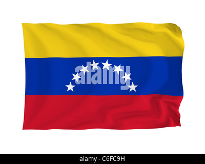 Venezuela. Hohe Auflösung South American Flag Serie. Mit Stoff. Stockfoto