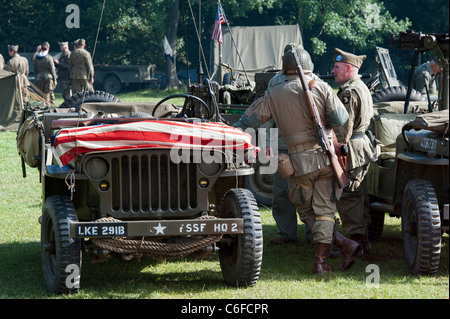 WW2-Re-Enactment amerikanische Soldaten an militärischen Odyssey zeigen, Detling, Kent, England Stockfoto