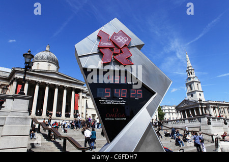 Der Countdown zur Eröffnung der Olympischen Spiele 2012 in London, England, UK. Stockfoto