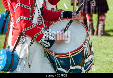 41. Regiment of Foot Soldaten. Trommel und Pfeife Detail. Lebendige Geschichte Reenactment Stockfoto