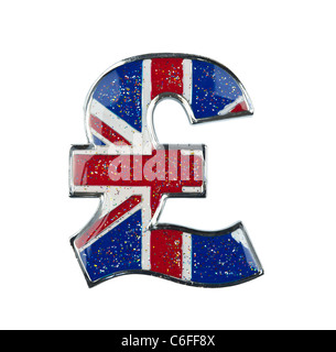 britische Pfund-Zeichen mit Union Jack-Flagge drauf Stockfoto