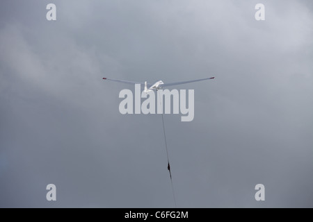 Bei großen Hucklow im Peak District National Park mit dem Derbyshire und Lancashire Gliding Club gleiten Stockfoto