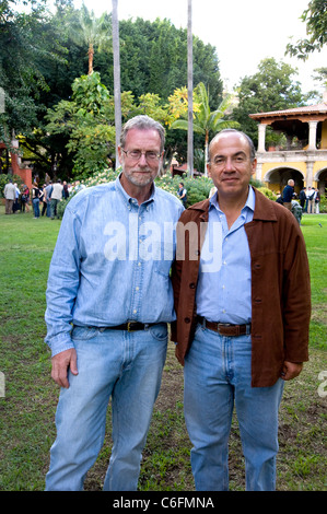 Präsident Calderon und Peter Greenberg touring-Plantage der Jose Cuervo Tequila während der Dreharbeiten zu Mexiko die königliche Tour Stockfoto