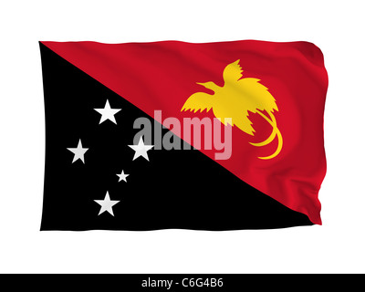 Papua-Neu-Guinea. Hohe Auflösung Ozeanien Flag Serie. Mit Stoff. Stockfoto