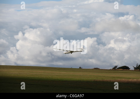 Bei großen Hucklow im Peak District National Park mit dem Derbyshire und Lancashire Gliding Club gleiten Stockfoto