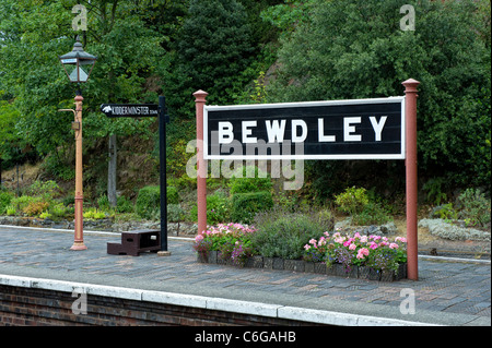 Bewdley Bahnhof Zeichen (Severn Valley Railway) Stockfoto