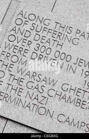 Warschauer Ghetto Umschlagplatz Denkmal 300.000 Juden wurden von hier aus in die Vernichtungslager in Polen transportiert. Stockfoto