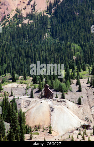 Silverton, Colorado - die Überreste des Mädchens Yankee Silbermine bei Red Mountain Pass in den San Juan Mountains. Stockfoto