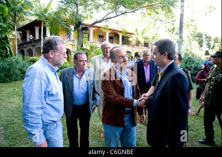 Präsident Calderon touring-Plantage der Jose Cuervo Tequila während der Dreharbeiten zu Mexiko die königliche Tour mit Peter Greenberg Stockfoto