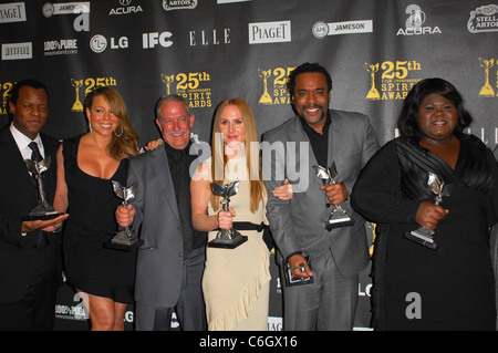 Geoffrey Fletcher, Mariah Carey, Sarah Siegel-Magness, Gary Magness, Lee Daniels und Gabourey Sidibe 25. Film Independent Stockfoto