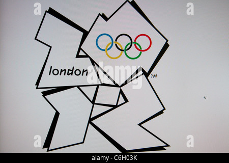 Computergrafik Internet Land der Olympischen Spiele in London Symbol Logo kommt das gezackte Emblem, basierend auf dem Datum 2012 in einer Reihe Stockfoto