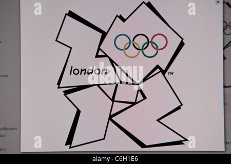 Computergrafik Internet Land der Olympischen Spiele in London Symbol Logo kommt das gezackte Emblem, basierend auf dem Datum 2012 in einer Reihe Stockfoto