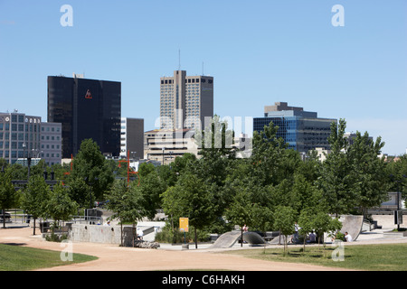 Blick über die Gabeln Plaza Finanzviertel Skyline Winnipeg Manitoba Kanada Stockfoto