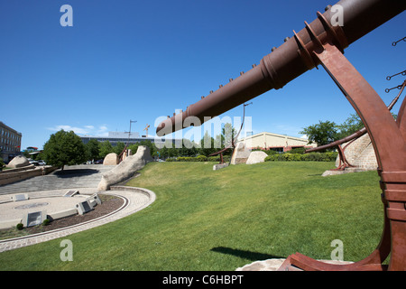 Anker an der Oodena in den Gabeln Winnipeg Manitoba Kanada Stockfoto