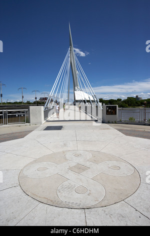 Esplanade Riel Fußgänger Brücke die Gabeln Winnipeg Manitoba Kanada Stockfoto