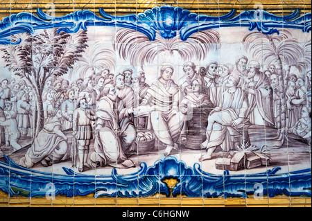 Azulejos der ehemaligen Speisesaal, Mosteiro Dos Jéronimos, Stadtteil Belem, Lissabon, Portugal Stockfoto