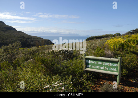 Warnzeichen, Kap der guten Hoffnung und Cape Point, Table Mountain National Park, Western Cape, Südafrika Stockfoto