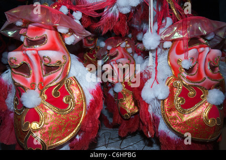 Karnevalsmasken mit Federn, Gualeguaychu, Provinz Entre Rios, Argentinien Stockfoto