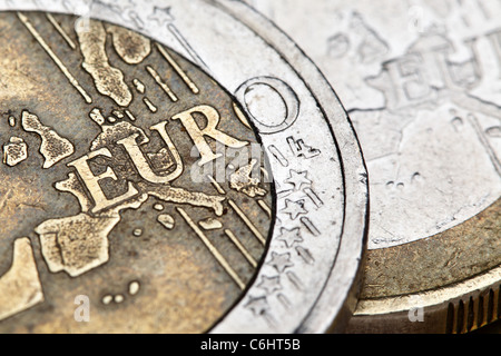 Euro Münzen super Nahaufnahme. Flachen DOF! Stockfoto