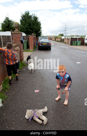 Dale Farm am Stadtrand von Basildon, Essex, die größte irische Traveller und Gypsy-Standort in Europe.Photo:Jeff Gilbert Stockfoto