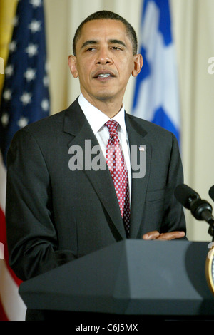 US-Präsident Barack Obama spricht bei einer Veranstaltung zu Ehren der griechischen Unabhängigkeitstag im East Room des weißen Hauses Stockfoto