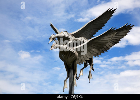 Stockenten fliegen Skulptur Ross on Wye Herefordshire England Stockfoto