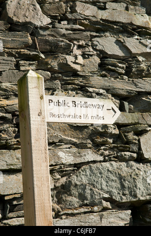 Bridleway aus Watendlath, Rosthwaite, Nationalpark Lake District, Cumbria, England. Stockfoto