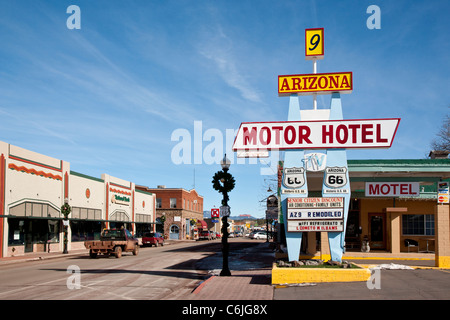 Hotel Arizona Motor, Zeichen auf der Route 66, Arizona, USA Stockfoto