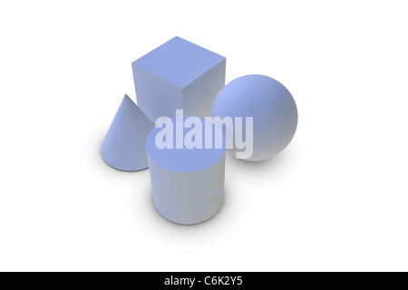Geometrie Formen auf weißem Hintergrund Stockfoto