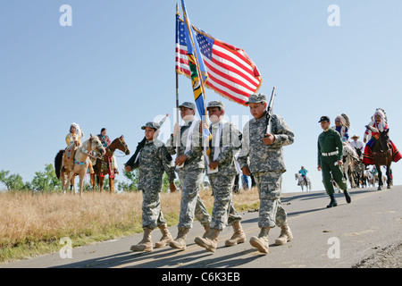 Parade statt auf der Crow Reservation während der jährlichen Crow Fair in Montana statt. Stockfoto